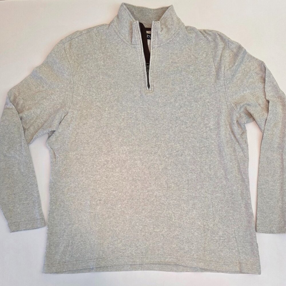 CHAPS Men’s Quarter-Zip Pullover, Size XL, Light Gray/Brown, NWOT